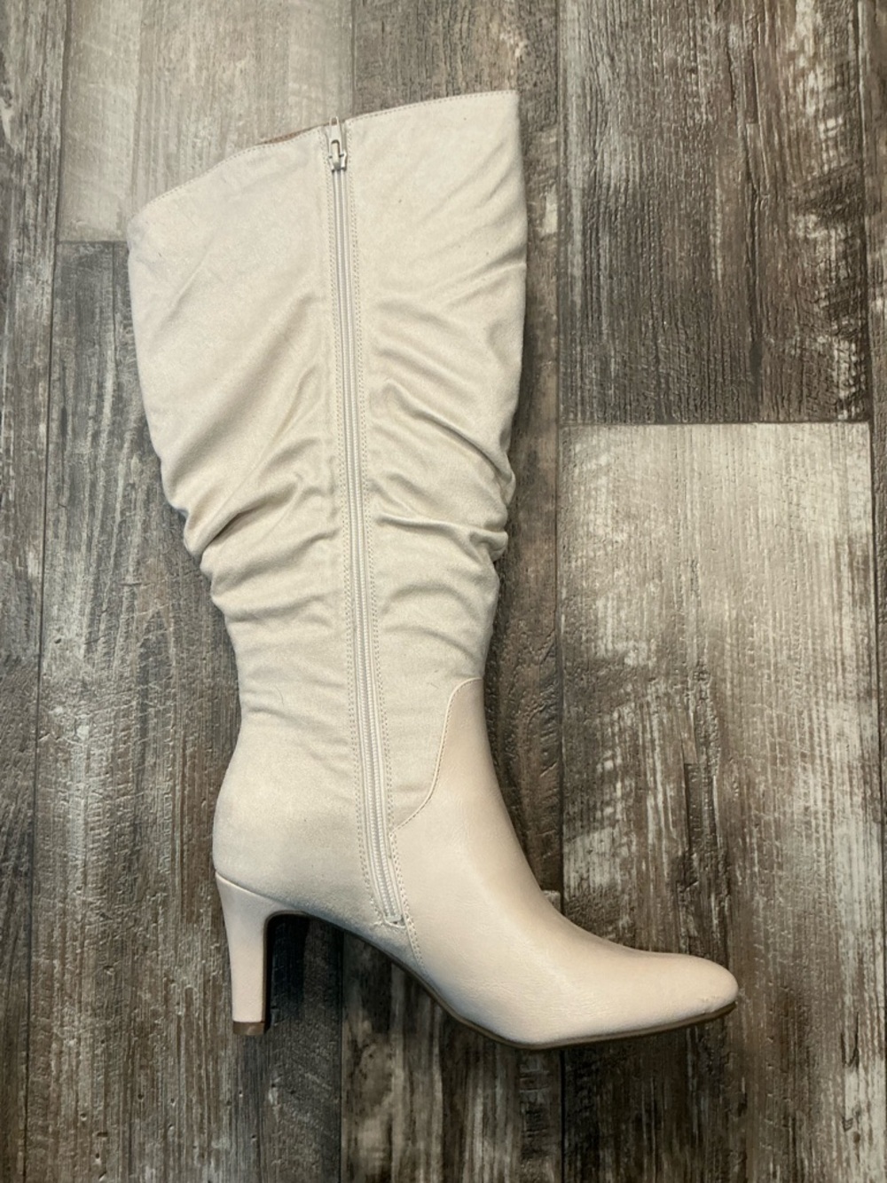 Women's Knee-High Slouch Boot Almond Milk Color Size 8.5 Wide Calf - Picture 10 of 16